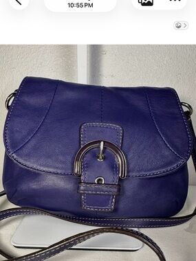 Coach Soho Vintage Purple Leather Buckle Flap Crossbody Handbag